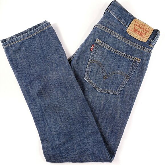 Levis jeans 513 Slim Boys 16 28 x 28 medium wash straight EUC no stretch cotton - Picture 1 of 8